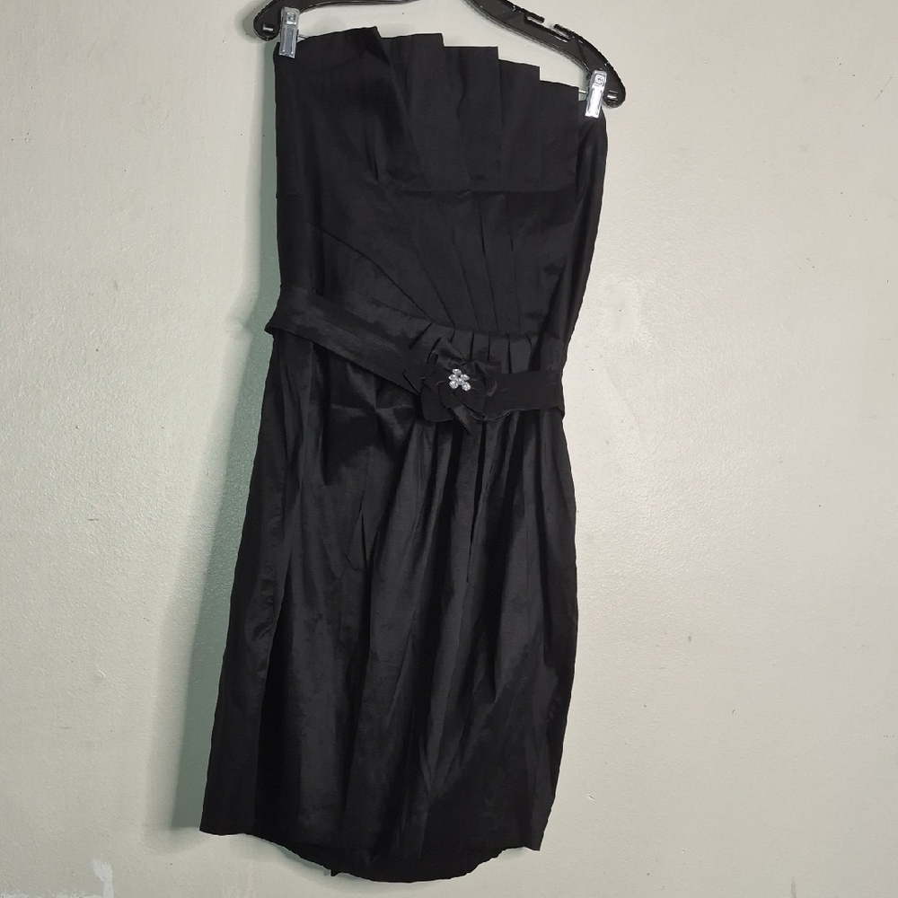 Torrid Elegant Black Strapless Dress with Floral Accent